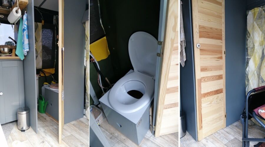 The finished composting toilet in the campervan