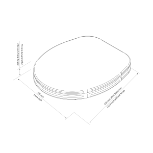 Bamboo toilet seat - technical drawing with dimensions