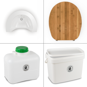 FreeLoo Bamboo L composting toilet DIY kit compact white