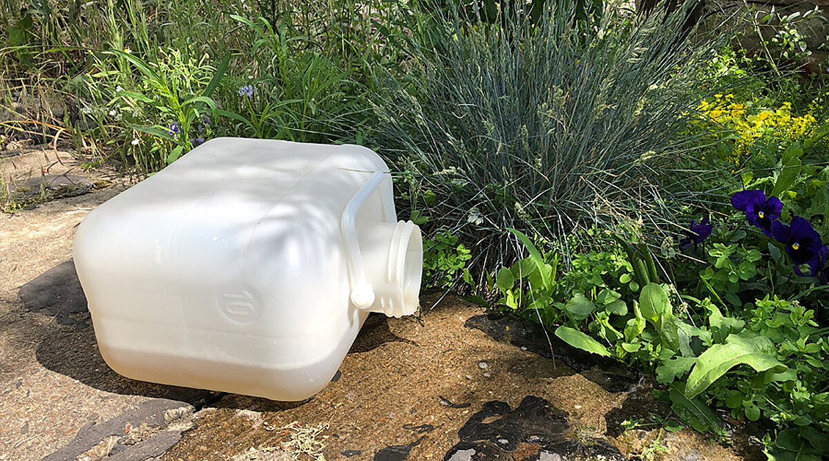 A urine container in the garden
