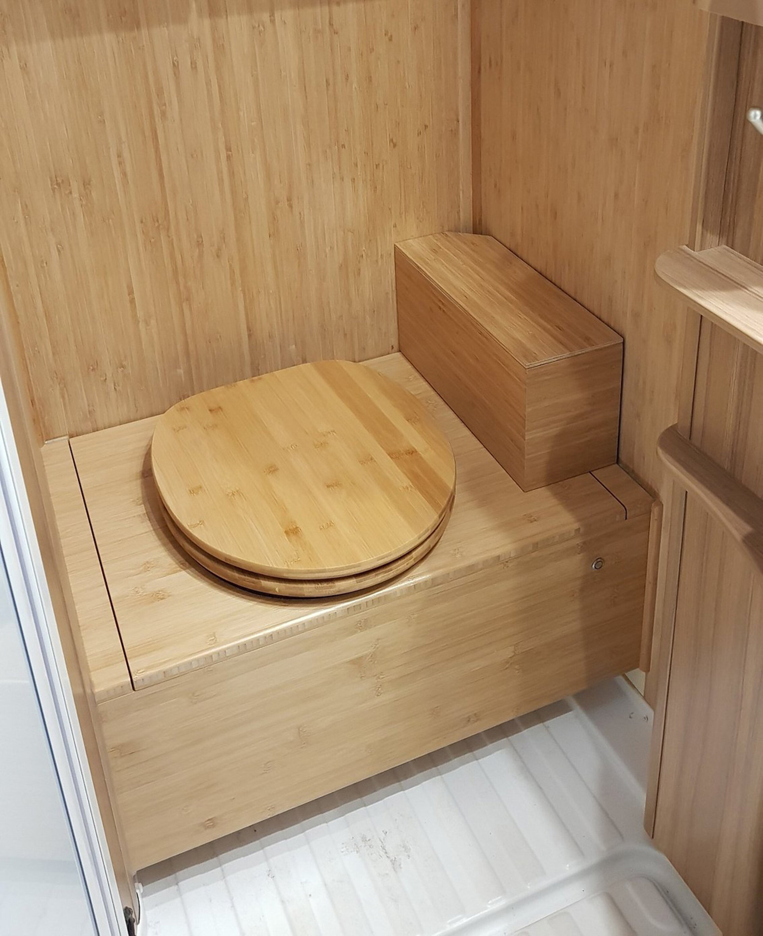 Our bamboo toilet seat completes your built-in camping toilet