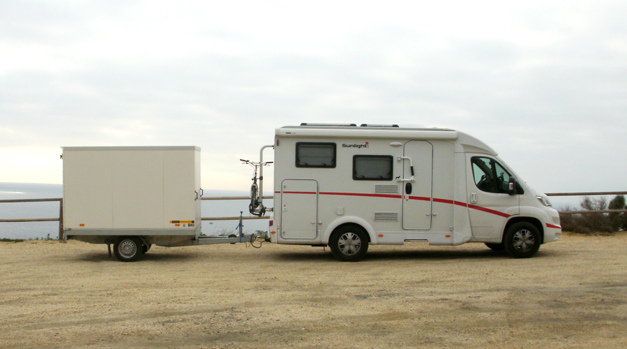 a caravan with a trailer