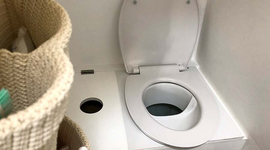 A kildwick dry toilet in a van