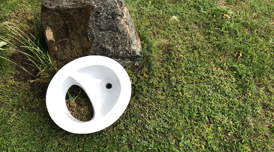 a urine diverter on the grass